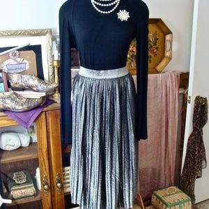 The Limited Silver Metallic Long Skirt